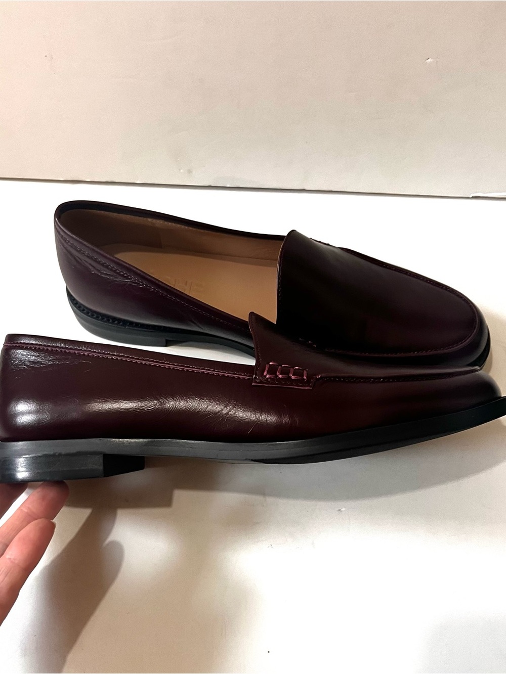 PECHE Leather Slip-On Elegant Loafers in Burgundy 38 - Picture 5 of 16
